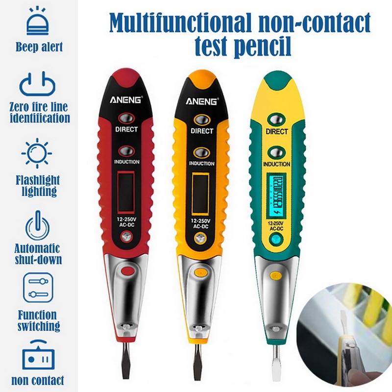 Digitale Test Potlood Multifunctionele Ac Dc 12-250V Tester Elektrische Test Potlood Detector Voltage Detector Test Pen