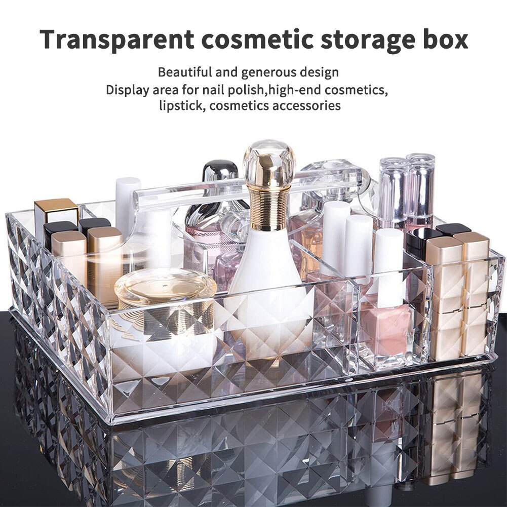 Makeup Organizer Tray Transparent Acrylic Cosmetic Storage Display Box With Handle With Clear Simple Stylish Transparent