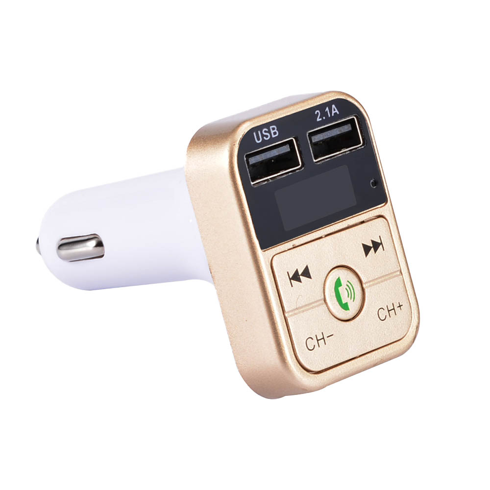 B2 Usb Charger Auto Fm-zender Draadloze Radio Adapter Dual Usb Charger Bluetooth Mp3 Speler Ondersteuning Handsfree Bellen: Goud