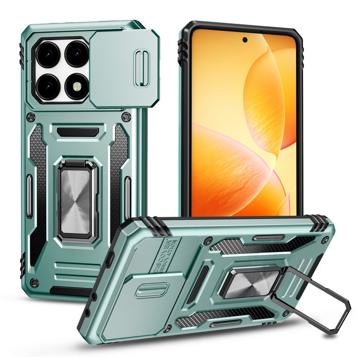 Shockproof Case For Xiaomi 14T Pro 5G Armor Camera Slide Ring Back Cover For Xiaomi 14T Case Mi 12X 12S 12 11T Pro 14 T Funda: CANVAS / Brown