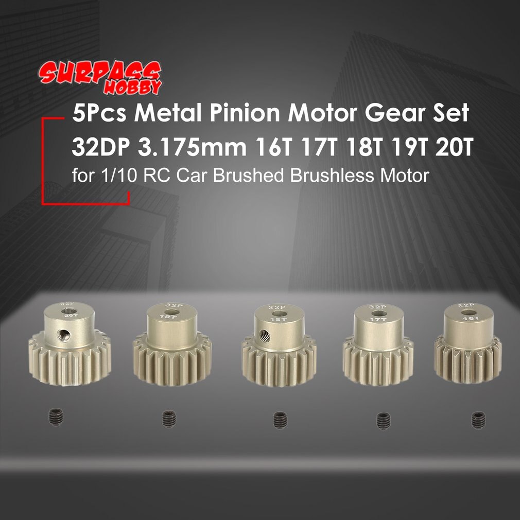 32DP 3.175mm 16T 17T 18T 19T 20T Pinion Motor Gear Set for 1/10 RC Car Brushed Brushless Motor