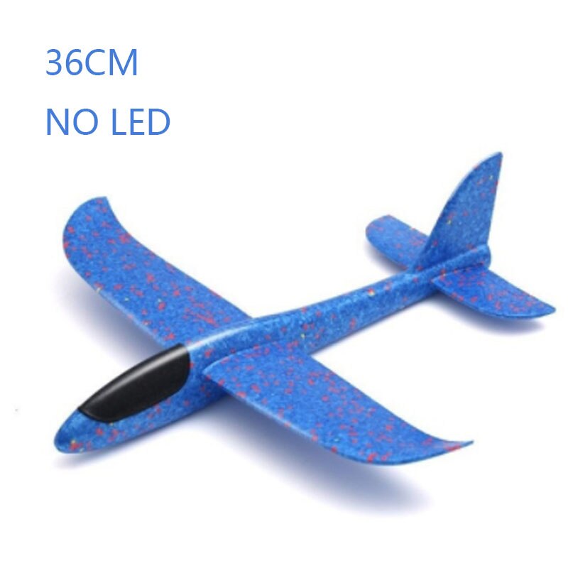 48CM Manual Throwing Foam Aircraft Manually Launching Aircraft Toys Educational Model Toys Children&#39;s Outdoor Sports Games Toys: 36cm No LED Blue