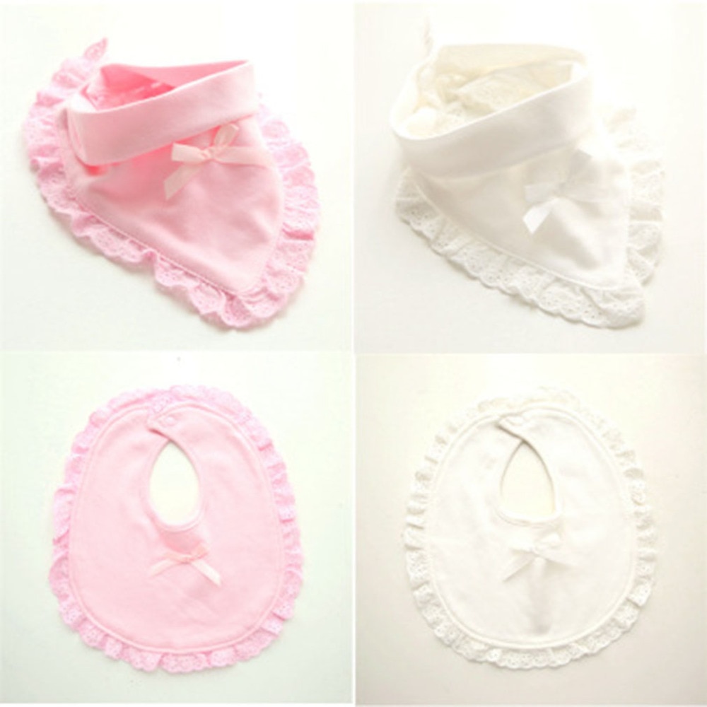 Style bébé bavoirs dentelle coton chiffons doux respirant Bandana mignon rose Babero Bebe filles bouton pression princesse bavoirs soins pour bébés