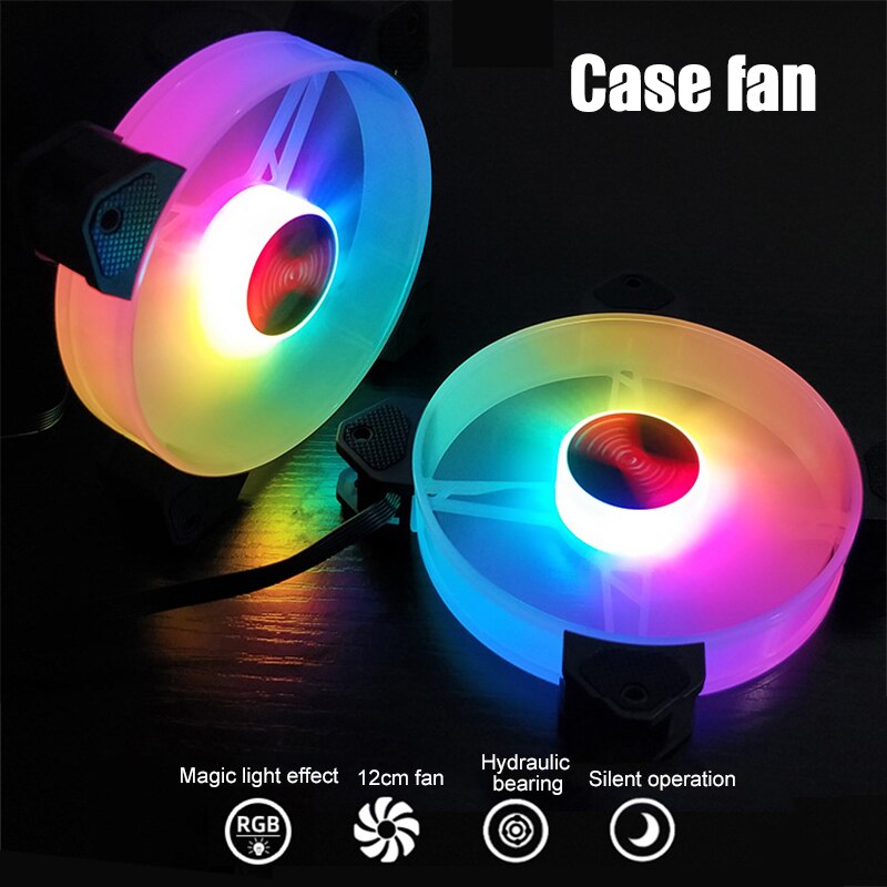RGB Case Fans 120mm Ultra-Quiet RGB Chassis Cooling Fans with Remote Controller Speed Adjustable Colorful Radiator Fans Cooler