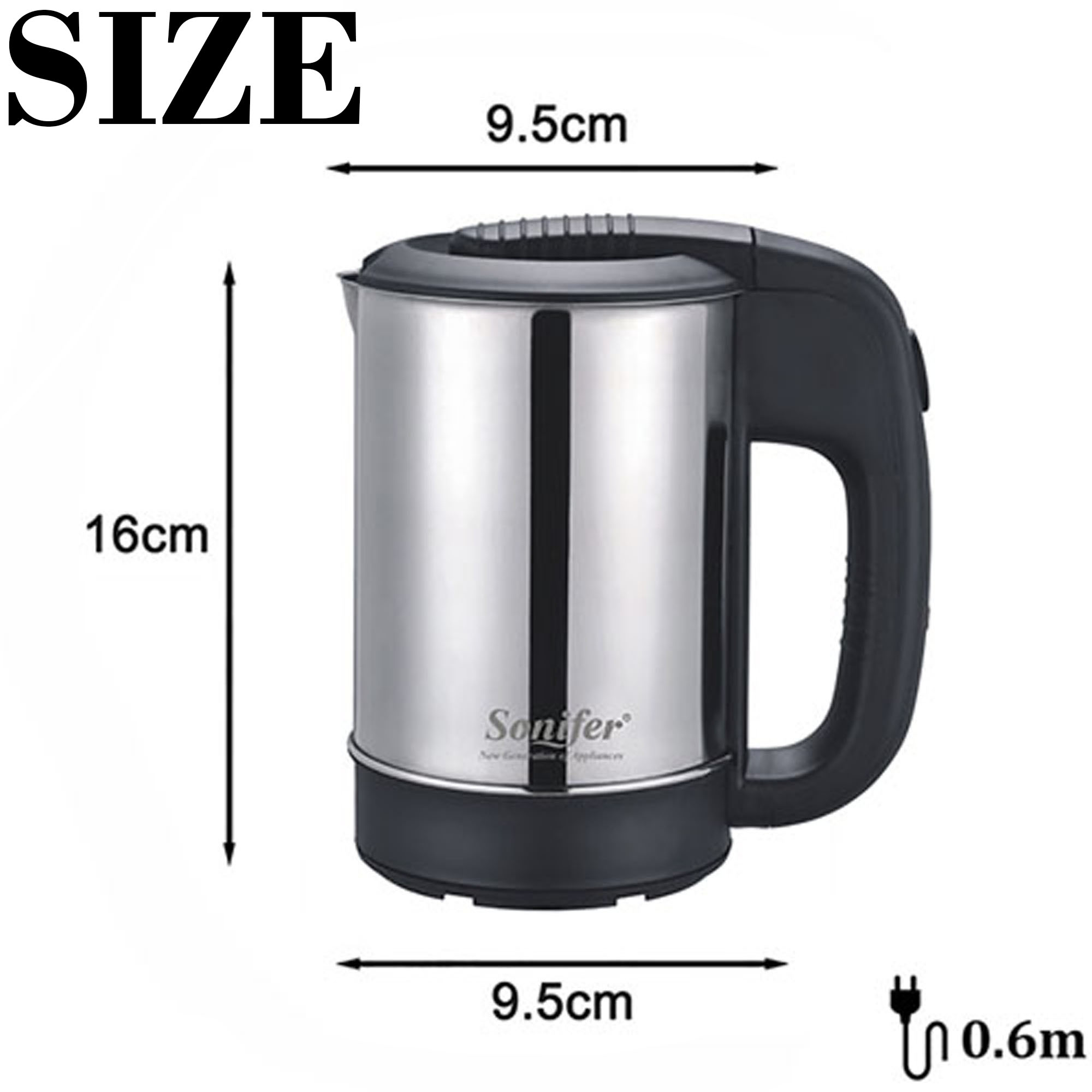 Mini bouilloire électrique portable en acier inoxydable, bouilloire à thé et à café, pot à eau de voyage, hôtel et voyage en famille, 600W, 0,5 l