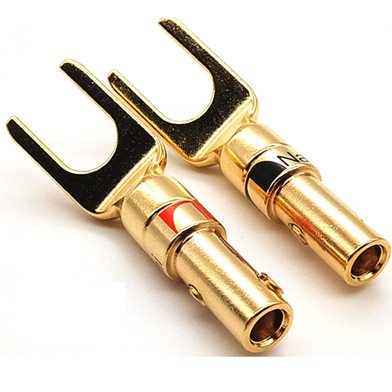 8-50 stücke Hifi Audio- Schraube Gabel Stecker Adapter Nakamichi Durcheinander Gold überzogen und Silber Überzogene Y Spaten Lautsprecher stecker