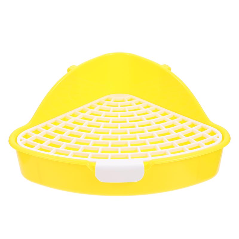 Bunny Litter Box Pet Toilet Triangle Potty Trainer Corner Litter Bedding Box Rabbit Toilet Hamster Triangle Toilet: Yellow