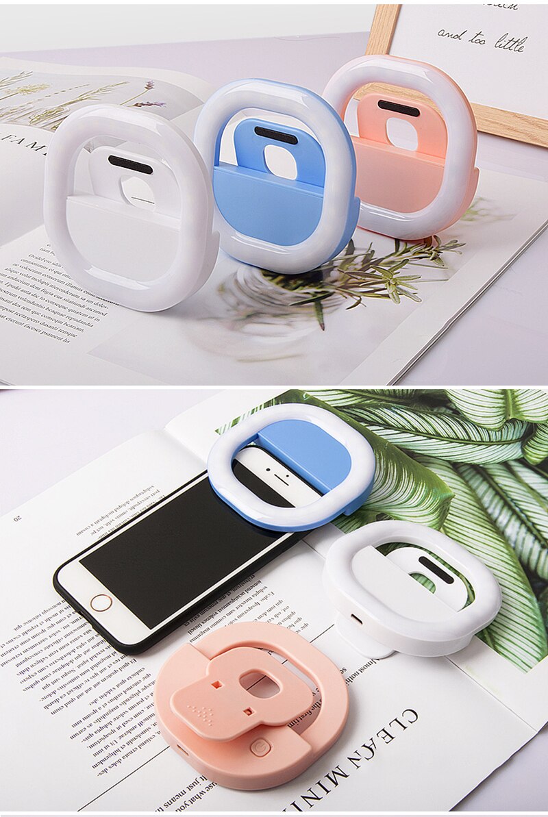 Mini Clip On Mobile Phone Fill Light Self Timer Square Miniature Mobile Phone LED Lamp Mobile Phone Fill Macro Ring Light