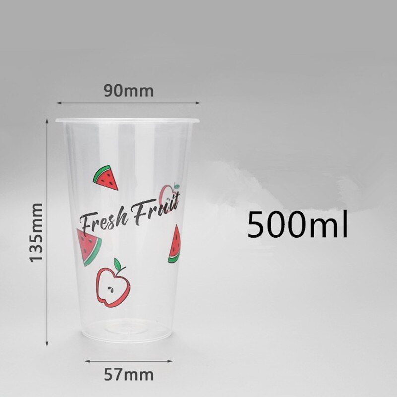 50 st engångs juice kopp 500ml fest födelsedag favor kall och dryck plastmuggar med kärlek lock: Bara kopp