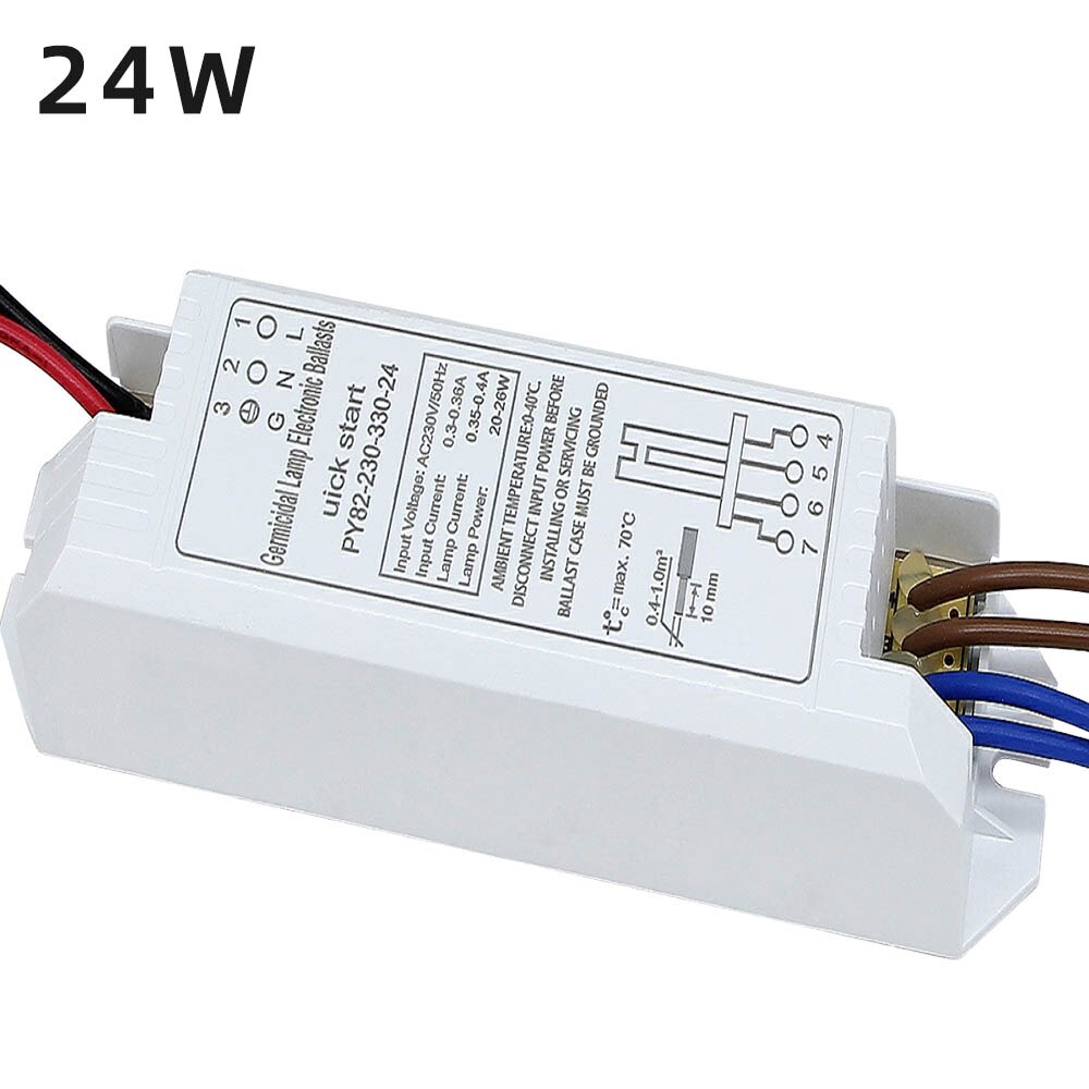 Ballast de lampe germicide à ultraviolets 2G11 ac 220v, Tube de lampe UV 4-18W 24W 36W 55W, Ballast électronique universel, lampe de stérilisation UVC: 24W