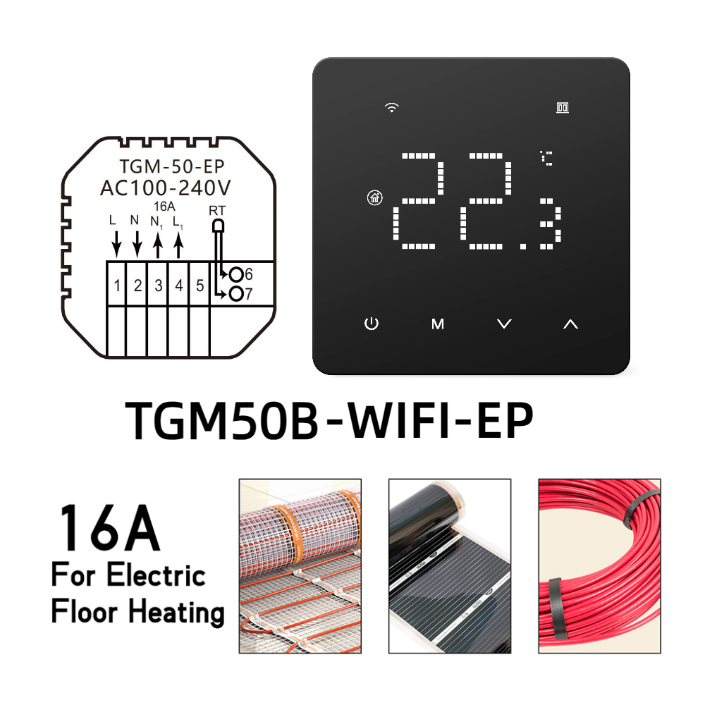 Beok Tuya Wifi Thermostat Underfloor Heating System Thermoregulator for Electric Heating Gas Boiler with Alexa Google Home: Light Grey