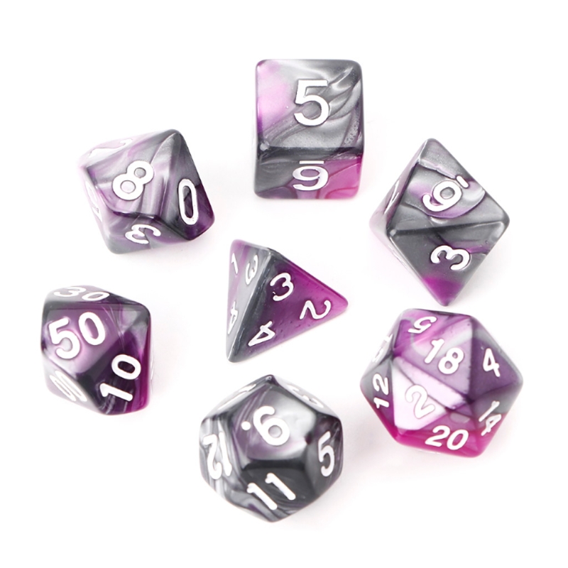 26/7Pcs Acrylic Dice Digital Dice Black Purple Gold Points D4 D6 D8 D10 D12 D20 KTV Bar Nightclub Entertainment Tools Adult Toys: C-PL