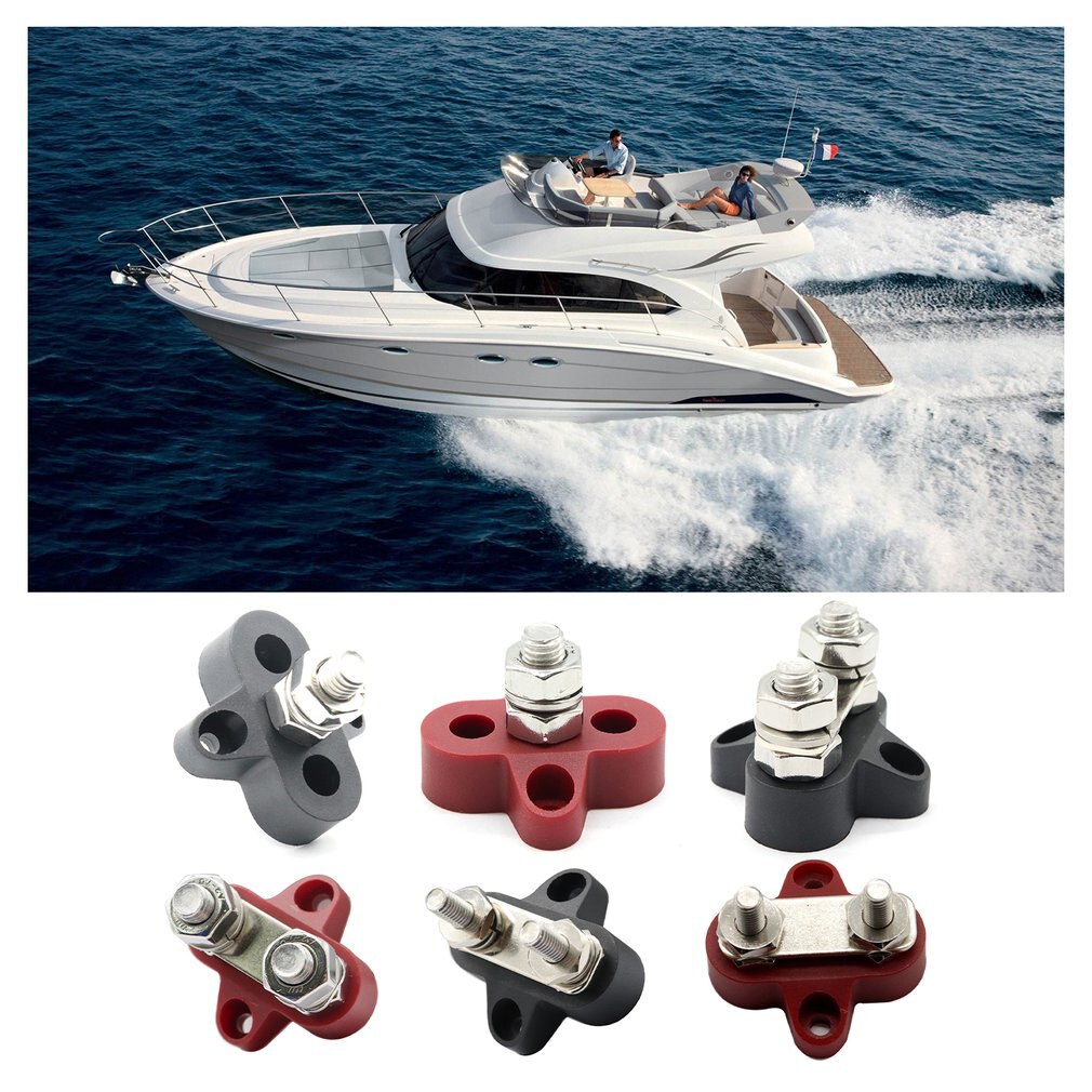 DC 48V Terminal Stud Positive Power Distribution Double Heavy Terminal Stud M8 M6 With Connecting Rod For Ships Cars And RVs