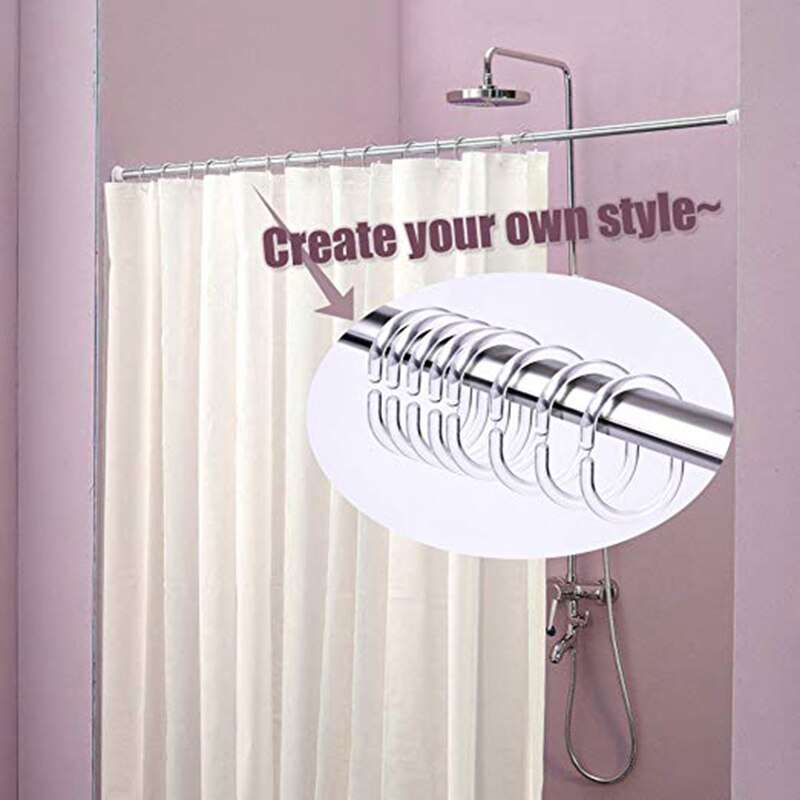 Twisted Bad Ring / Boxed Transparante C-Vormige 12 Pack Gordijn Ringen Haken Douchegordijn Ringen Voor Douche Staaf