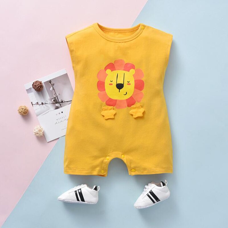 Summer Animal Baby Girl Clothes Sleeveless Newborn Bebe Boy Lion Unicorn Dinosaur Rompers Kawaii Infant Outfit For Children