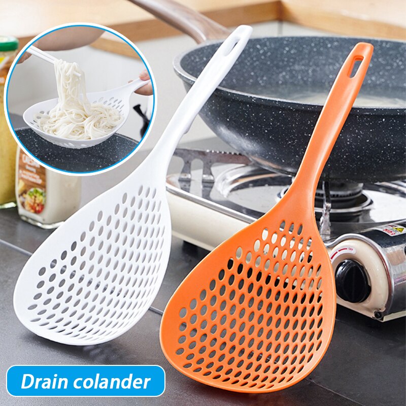 Kitchen Ladle Strainer Colander with Long Handle High Heat Resistant Strainer Ladle for Draining Egg Vegatable Noodles