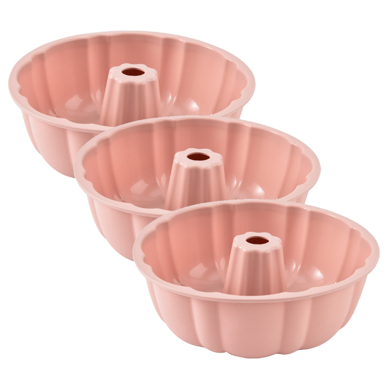 10inch Bundt Cake Pan Non-Stick Silicone Bakeware Fluted Round Baking Mold for Oven Home Kitchen Premium Reusable Easy Release: Pink