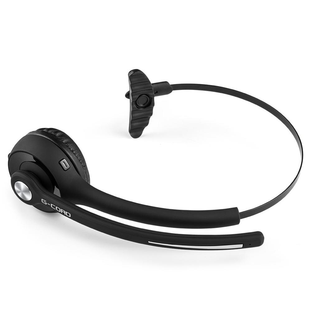 G-cord bluetooth 4.1 telefonsamtal headset med mikrofon, infällbara kontors trådlösa hörlurar med tyst strömbrytare för skype, voip, lastbil