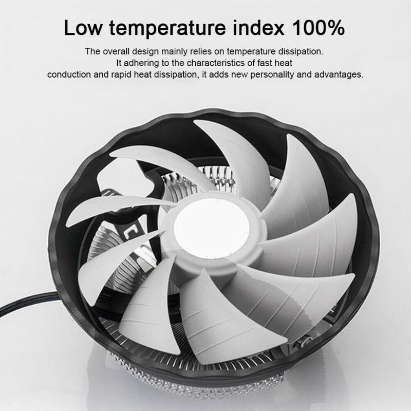 Disipador de calor de luz LED RGB, ventilador de refrigeración silencioso para CPU lgA 775 AM2 090F