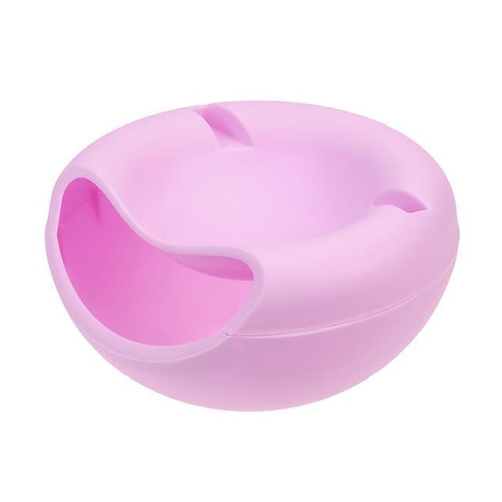 1 Pcs Modern Living Room Shape Lazy Snack Bowl Plastic Double Layers Snack Storage Box Bowl Lazy Fruit Plate Bowl: pink