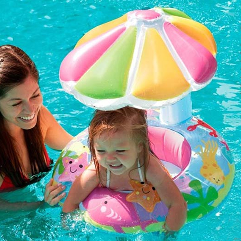 Voor Kinderen 3-6 Jaar Oude Baby Mooie Zwemmen Zitting Drijvende Ring Met Paraplu Baby Opblaasbare Zwemmen accessoires A012