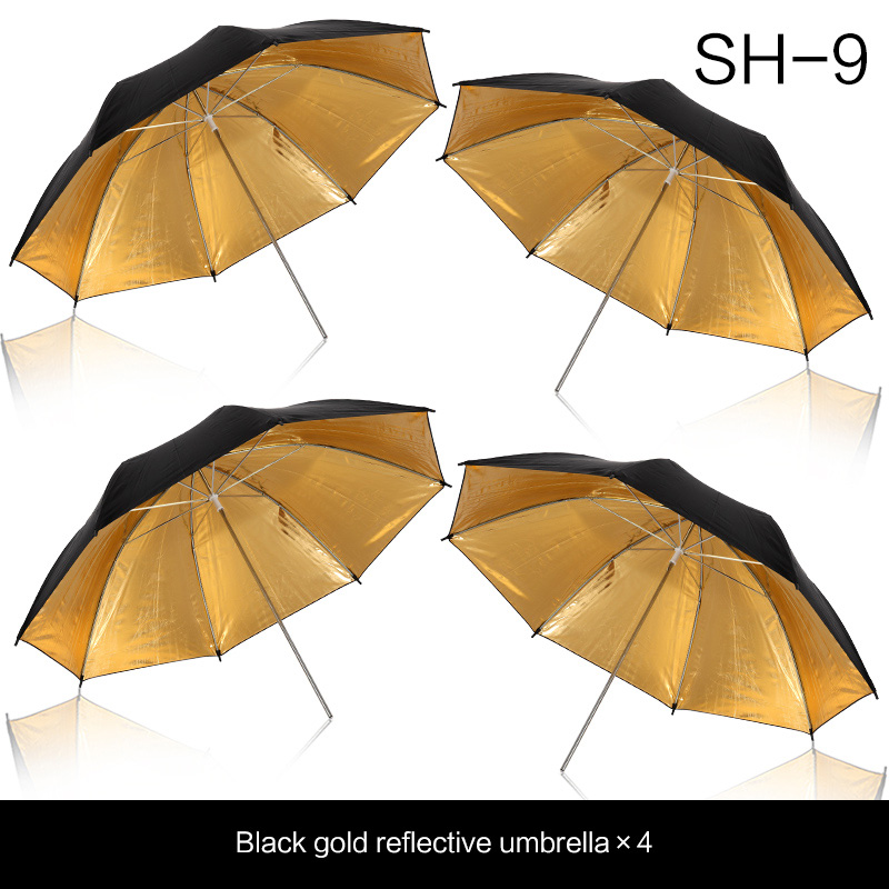 4 Pack 33 "/83Cm Diameter Fotografie Studio Opvouwbare Reflecterende Zwart/Goud Softbox Paraplu