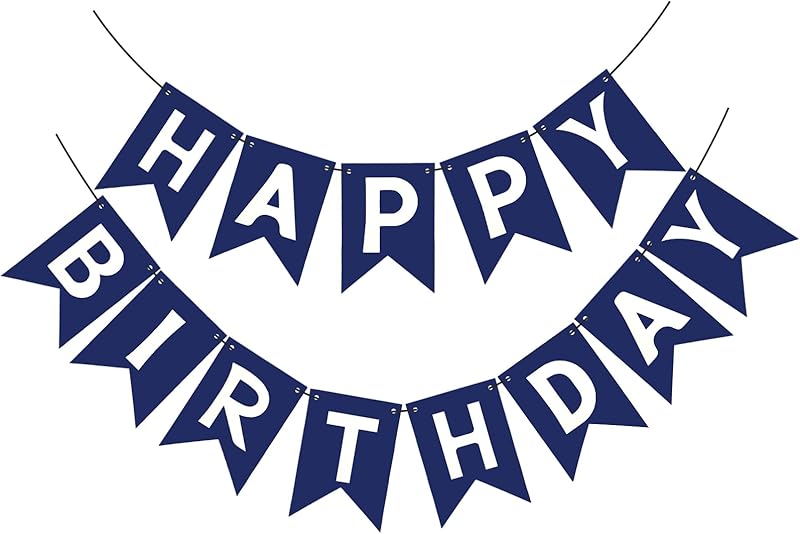 Marineblauwe Happy Birthday Banner - Blue Sign Bunting Banner voor mannen, jongen, babyshower, muur, deur, feest, theekransje decoraties: Default Title