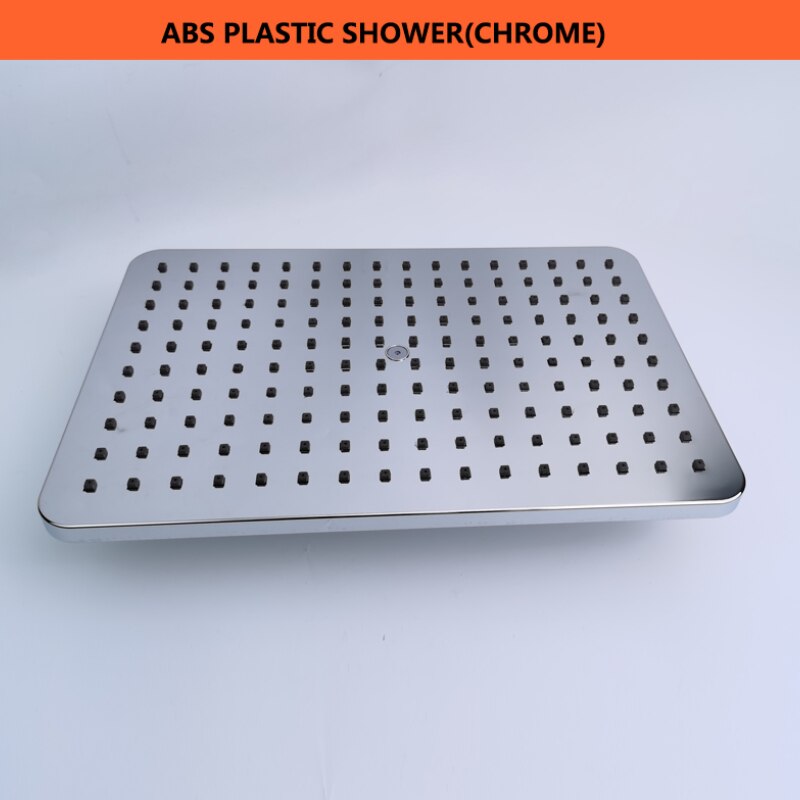 Shine Chrome Square Concealed In Wall Head Shower Set System with Ultra thin 8 inch 304 Stainless Steel or ABS Top Shower: ABS Top Shower