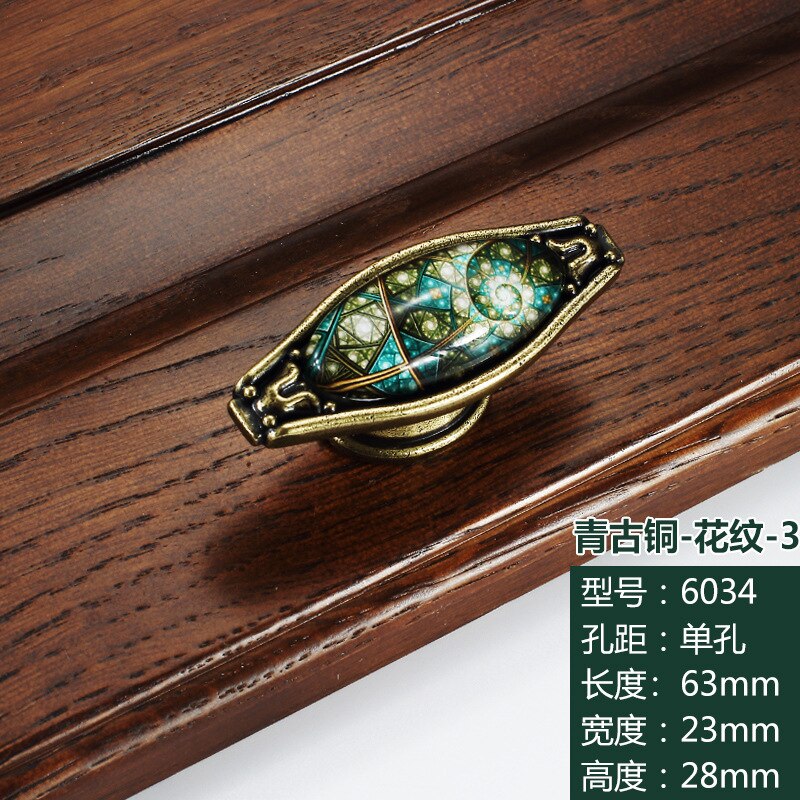 Vintage Tür Griffe Retro Bronze Küche Kabinett Knöpfe und Griffe Möbel Schrank Schrank Griff Schrank Schublade Knöpfe Zieht: Green-C