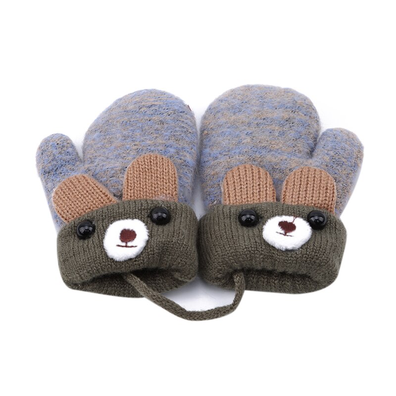 Arrivals Winter Cartoon Bear Patchwork Keep Warm Mittens Children Girls Boys Gloves 1-4 years: grey