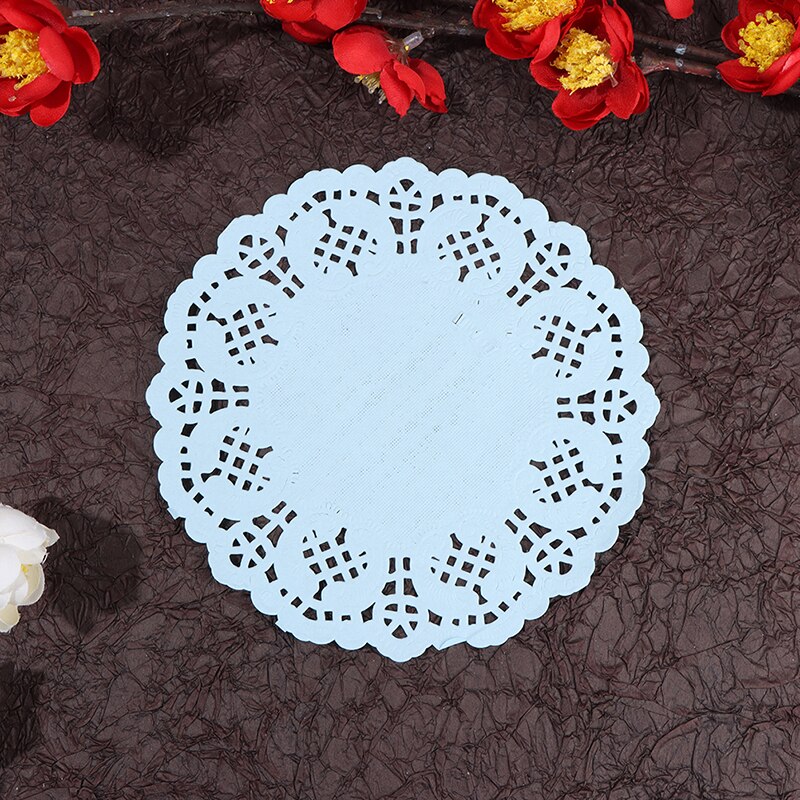 100 Uds 5,5 "de blondas de papel de encaje/manteles para boda Deco manualidades de papel suministros: Azul