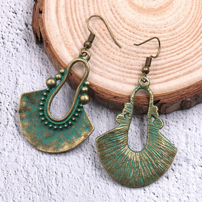 Vintage Geometric Gypsy Alloy Ladies Earrings For Women Kolczyki Boho Jewelry Retro Jhumka Earrings Statement Jewelry