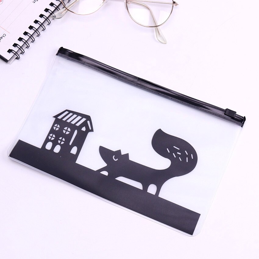 Cartuchera de PVC transparente de animales de dibujos animados material escolar para niños papelería lindo matorral caja de lápices estuche cartuchera: Fox