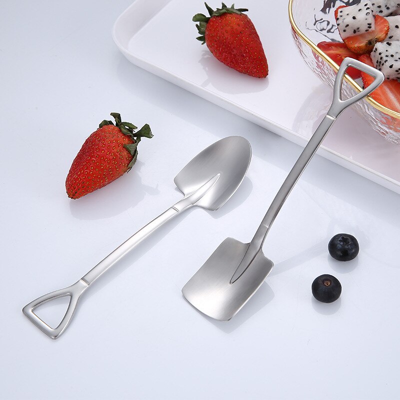 304 stainless steel shovel spoon, engineer, plain tip shovel spoon, dessert cake, ice cream and watermelon spoon.