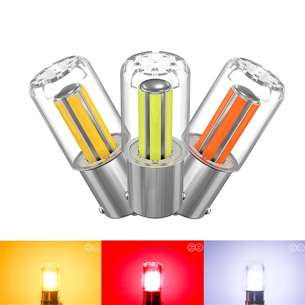 1156 1157 bombilla Led BA15S BAY15D P21W P21/5W LED R5W R10W luces de señal de giro de coche lámpara de marcha atrás COB 12V automóvil blanco rojo amarillo