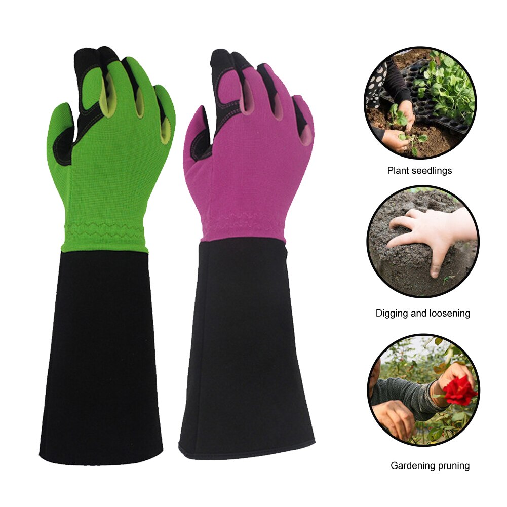 Guantes de jardinería de manga larga para hombre y mujer, herramientas antideslizantes de recorte al aire libre, a prueba de espinillas, poda de rosas, 1 par