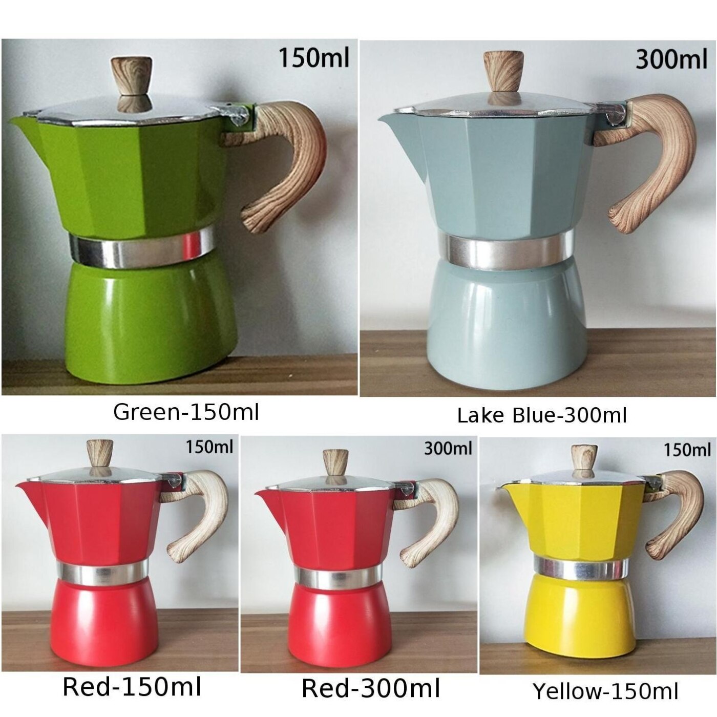 Aluminium italiensk moka espresso kaffebryggare perkolator spis topp kastrull 150/300ml gasspis alkohol spis tillbehör