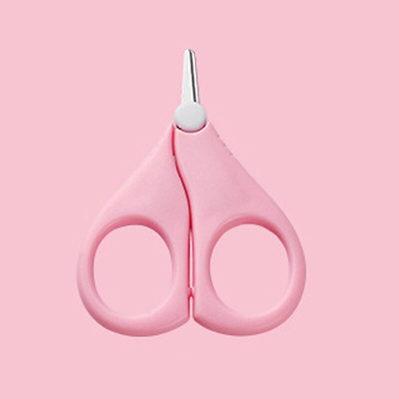 1 pçs aparador de dedo scissor portátil bebê cuidados com as unhas lâmina curta anti-carne tesoura de unhas cabeça redonda mini manicure cortador de segurança: Rosa