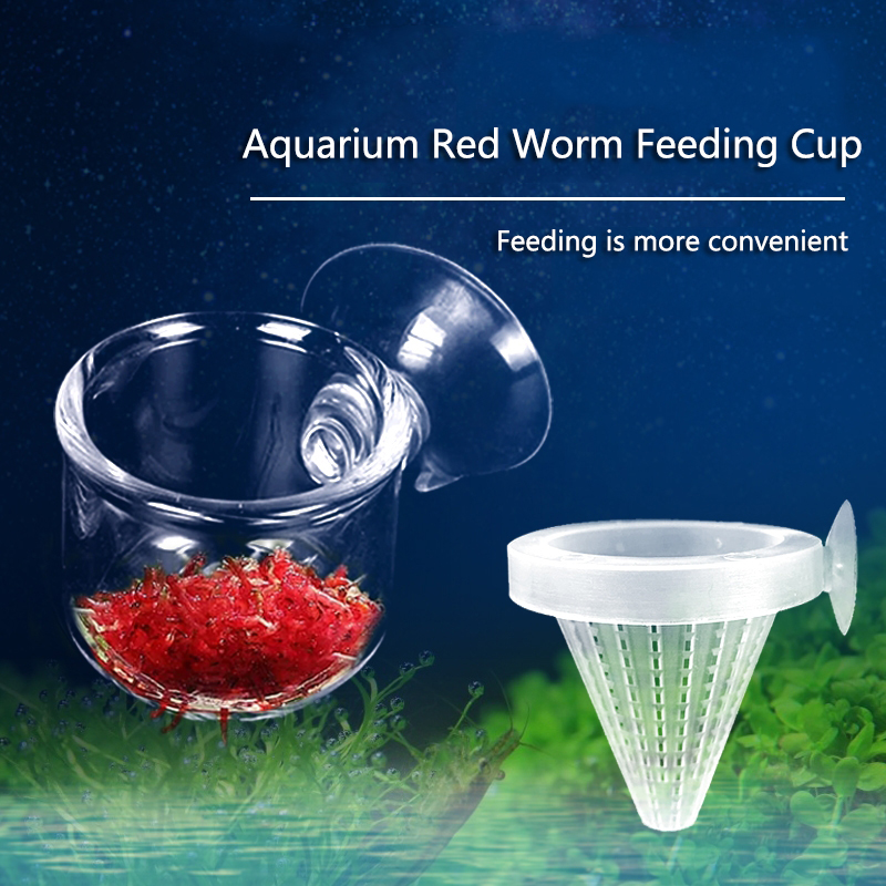 Alimentador automático de plástico con ventosa para acuario, alimentación de gusano rojo, cono de tanque de peces, comida viva, cesta de tolva cónica, 1 ud.