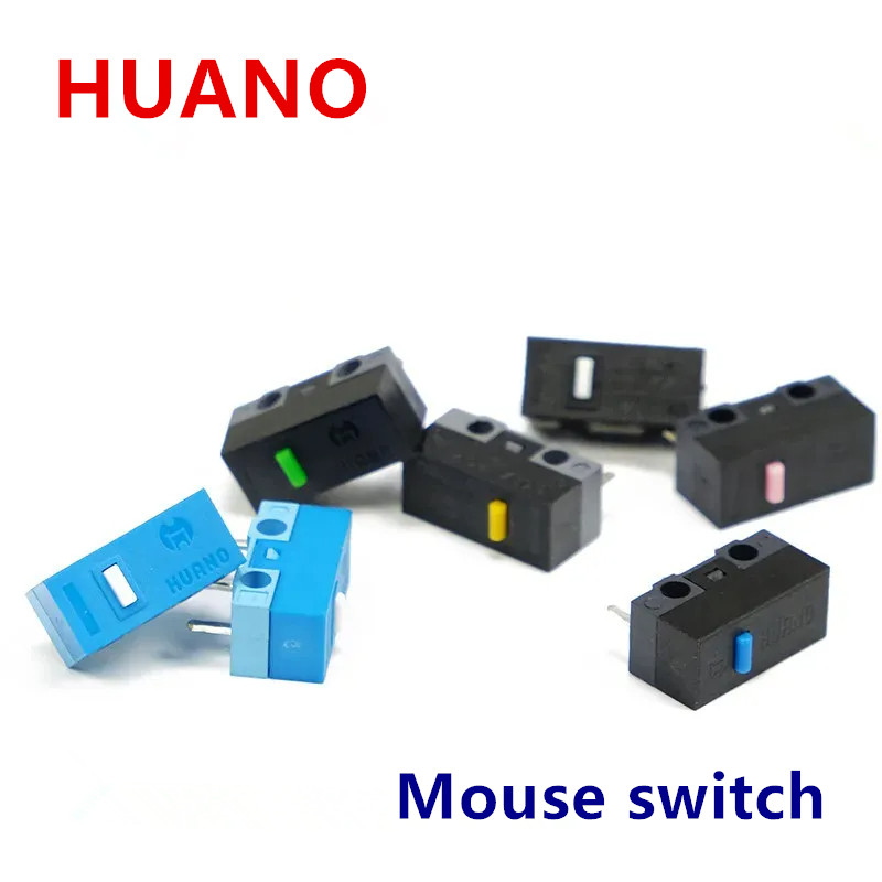 1Pcs Authentic HUANO mouse micro switch button white yellow blue pink green dot blue shell white dot General 3-pin switch