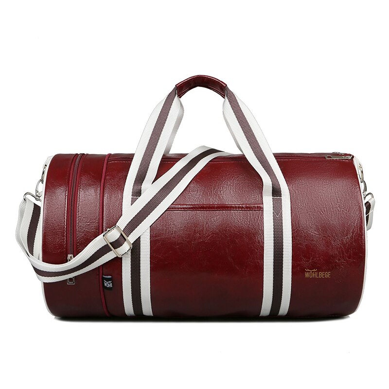 Sac De sport en cuir d'unité centrale Fitness Patchwork formation Sac à main d'épaule sport rayé femmes hommes sacs De voyage Tas Sac De Sporttas XA329D