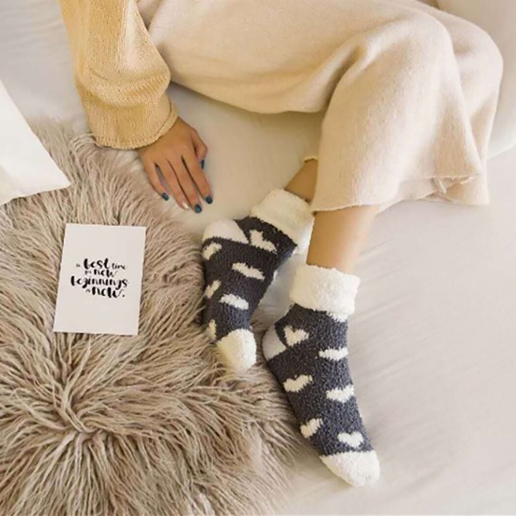Candy Warm Lady Heart Cute Winter Kawaii Thick Casual Women Socks Fuzzy Fluffy Terry Warm Socks Short Cute Cotton Socks Female