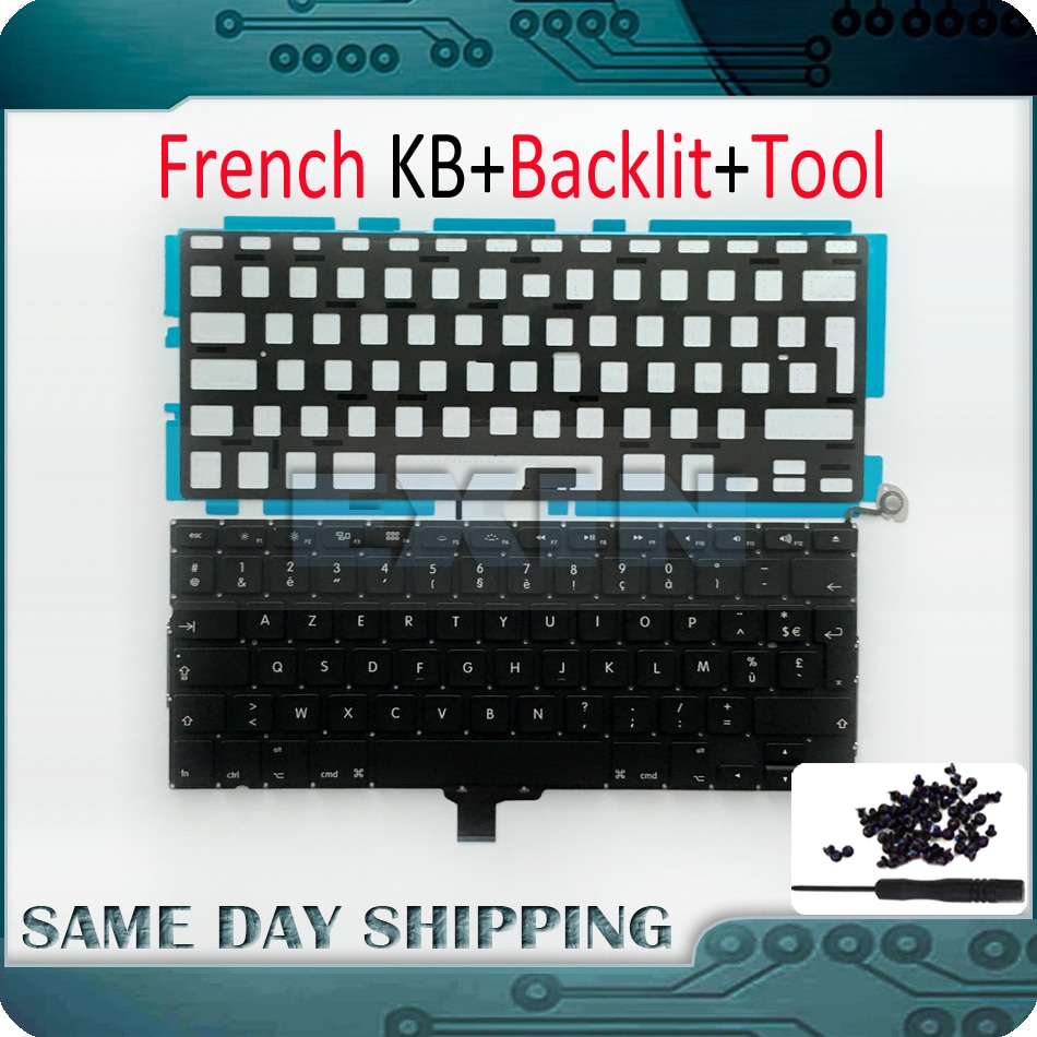 OEM voor Macbook Pro 13 "A1278 FR Frans Keyboard Franse AZERTY Layout + Backlight Backlit + Schroeven Jaar