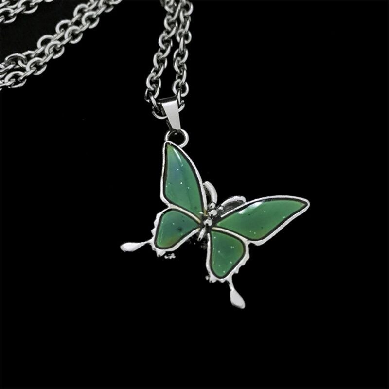 Butterfly Color Change With Temperature Necklace Butterfly Magic Emotion Feeling Mood Pendant Necklace Jewelry