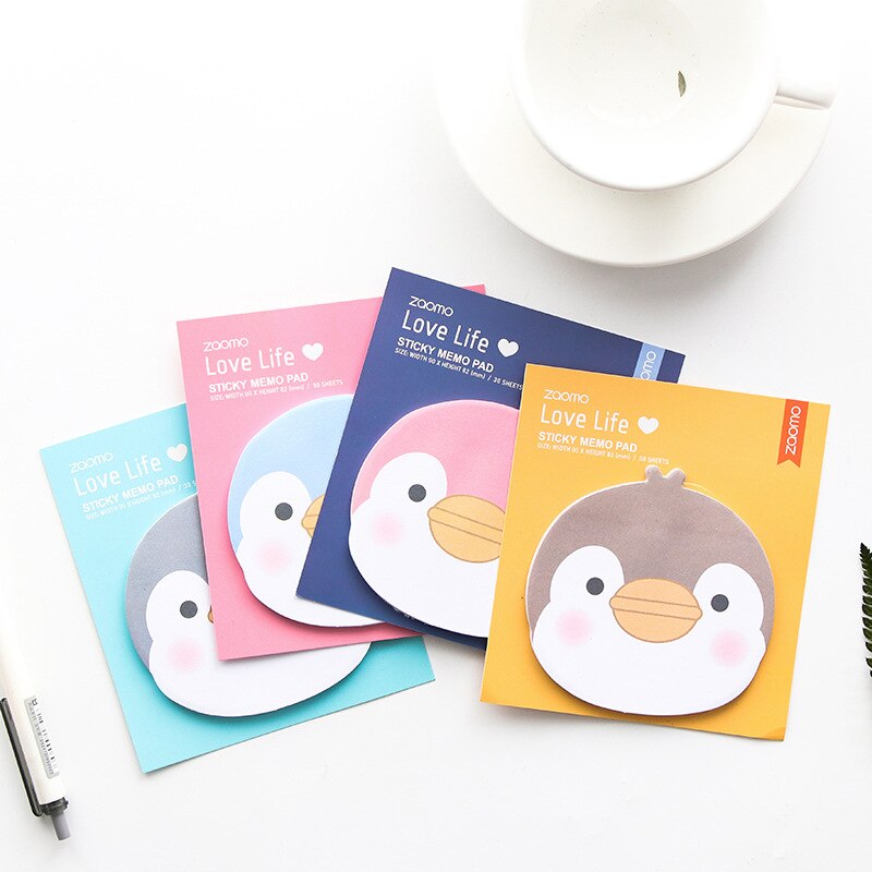 4 stuks Leuke pinguïn sticky note set Mini memo pad Dagboek bladwijzer planner sticker Kawaii Briefpapier Kantoor schoolbenodigdheden F373