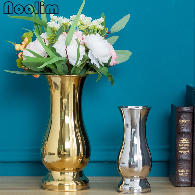 Bordsvas i rostfritt stål modern minimalistisk ornament hantverk hem kontor dekoration vas