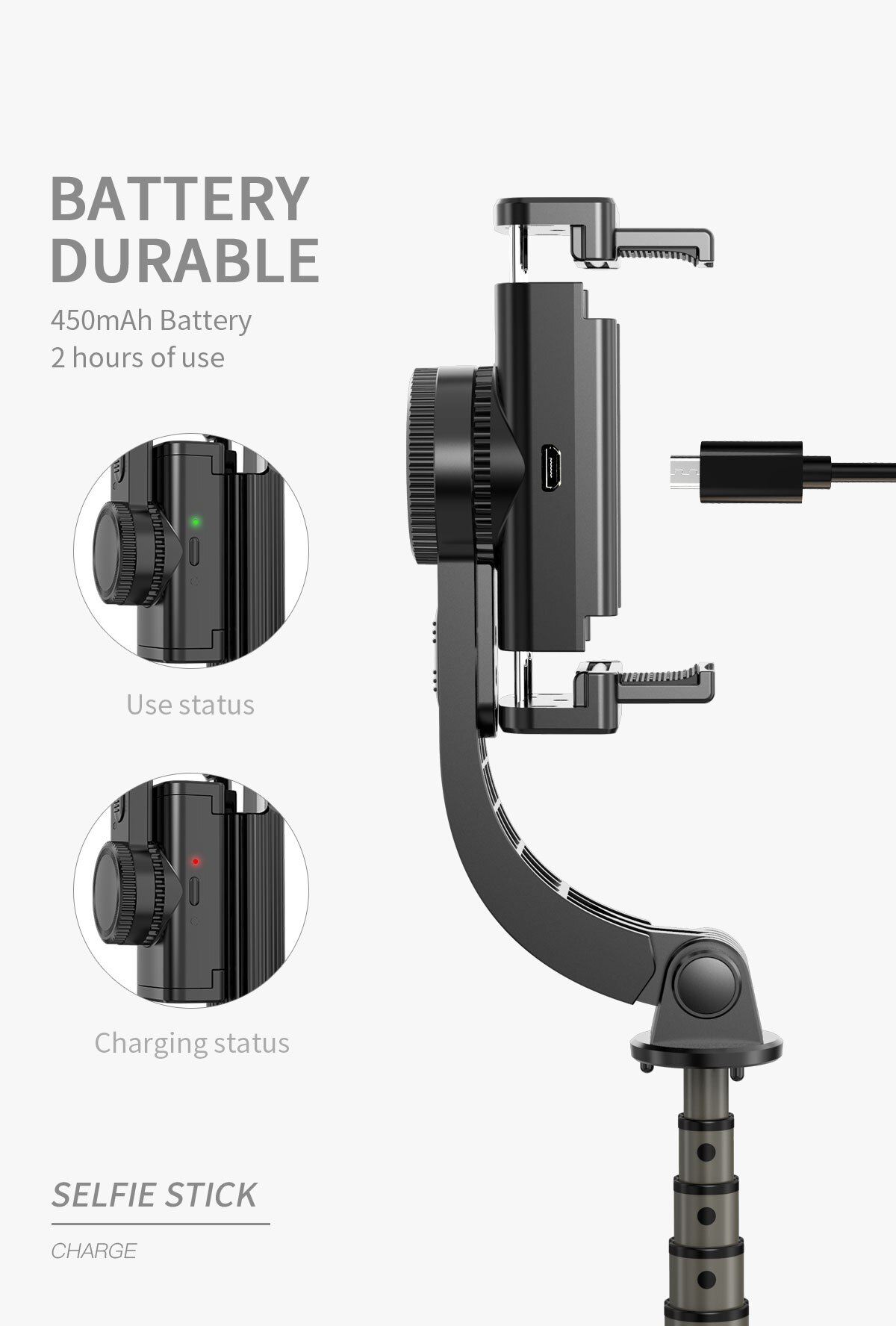L08 Enkele Axis Handheld Gimbal Stabilizer Mobiele Telefoon Smartphone Gimbal Stabilisatoren Draadloze Bluetooth Statief 3 In1