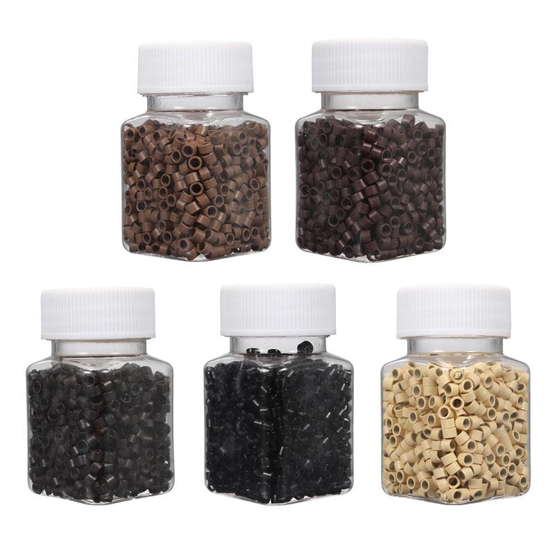 500 Stck 5,0mm * 3,0mm Microring con Vite Silikon Mikro Ringe/perlen Für Haar Erweiterungen 5 Farben Optional Haar Erweiterungen Werkzeuge