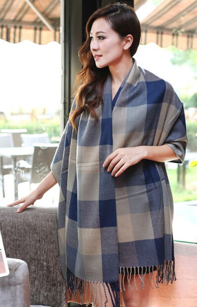 RUNMEIFA Luxury Brand Wool Winter Warm Women Scarf Plaid Thick Blanket Shawls and Wraps Scarves for Women: 12