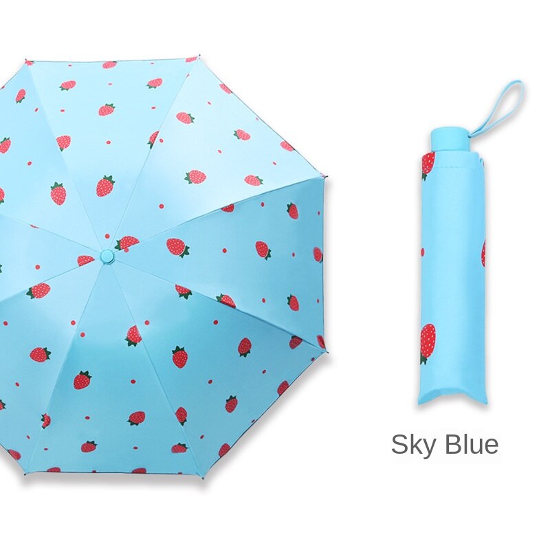 Erdbeere aufbringen Regenschirm Falten Anti-Uv Regen Regenschirm Sonnenschirm Sonnenschutz Obst Regenschirm: D